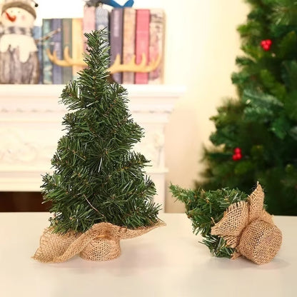 15/20/30Cm Mini Cedar Christmas Tree Linen Base Christmas Tree Decoration Christmas Day Shopping Mall Window Desktop Display