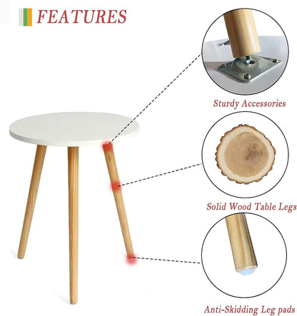 round Side Table, Small White End Table Living Room, Accent Table