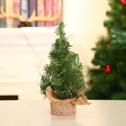 15/20/30Cm Mini Cedar Christmas Tree Linen Base Christmas Tree Decoration Christmas Day Shopping Mall Window Desktop Display