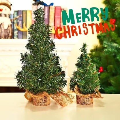 15/20/30Cm Mini Cedar Christmas Tree Linen Base Christmas Tree Decoration Christmas Day Shopping Mall Window Desktop Display