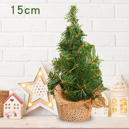 15/20/30Cm Mini Cedar Christmas Tree Linen Base Christmas Tree Decoration Christmas Day Shopping Mall Window Desktop Display