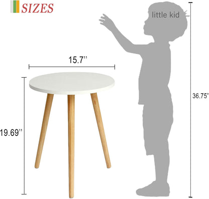 round Side Table, Small White End Table Living Room, Accent Table
