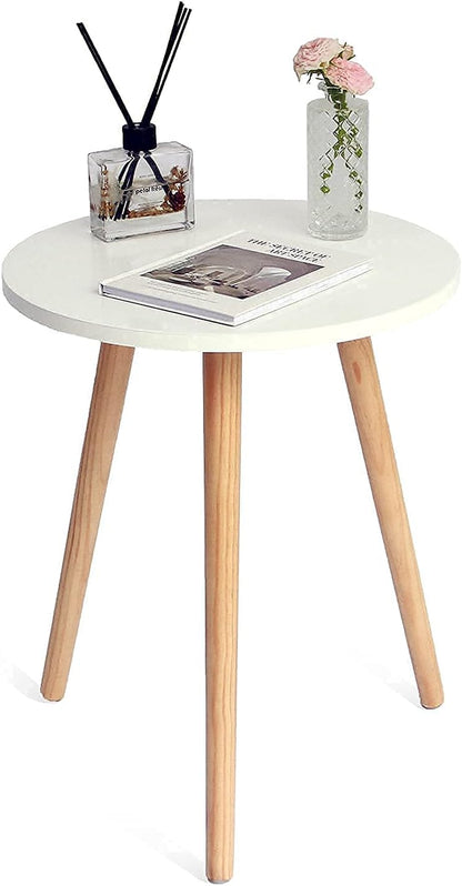round Side Table, Small White End Table Living Room, Accent Table