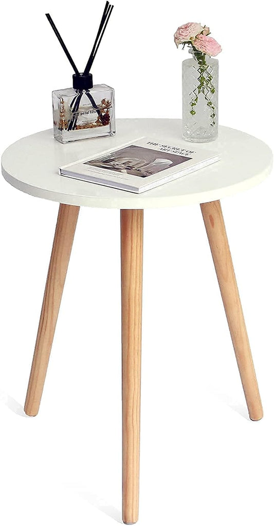 round Side Table, Small White End Table Living Room, Accent Table